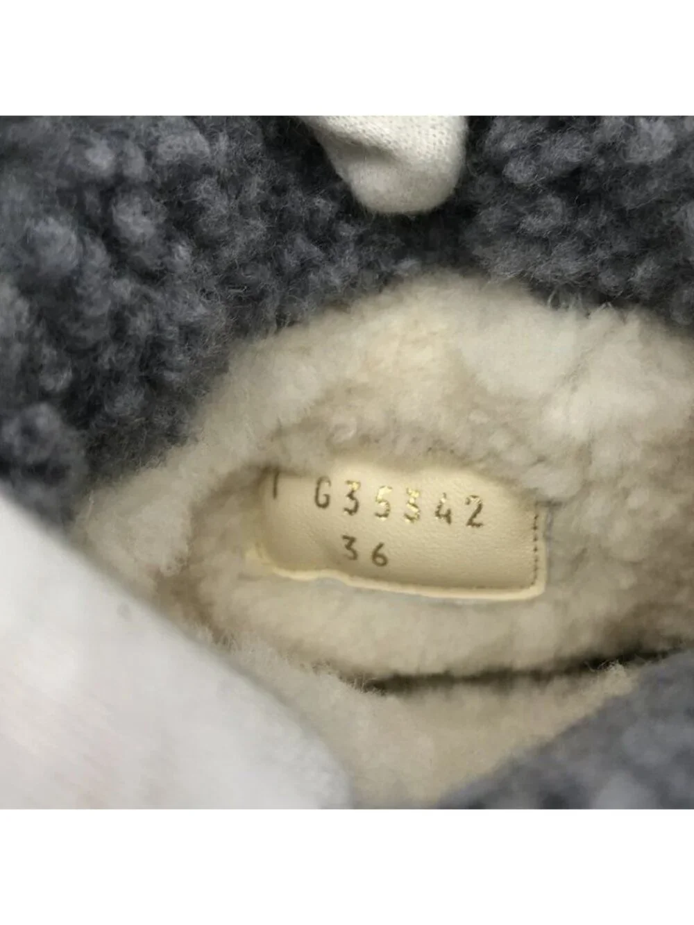 Chanel CC Logo Shearling Snow Boots Quilted Style Gray Shoes